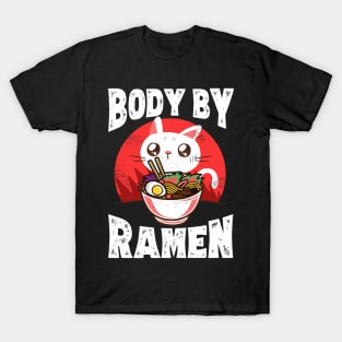 Body By Ramen Japanese Noodles Kawaii Cat T-Shirt